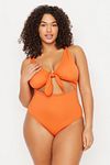 Plus Size Swimsuit - Orange - Plain