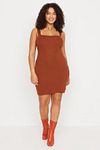 Plus Size Dress - Brown - Bodycon