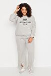Plus Size Sweatsuit Set - Gray - Regular fit