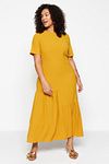 Plus Size Dress - Yellow - Ruffle hem