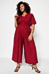 Plus Size Jumpsuit - Burgundy - Relaxed fit