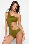 Badeanzug - Khaki - Unifarben
