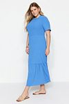 Plus Size Dress - Blue - Ruffle hem