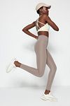 Sports Leggings - Brown - High Waist