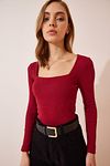 Bluse - Bordeaux - Figurbetont
