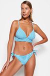 Bikini-Hose - Blau - Kariert