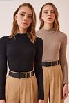 Bluse - Schwarz - Figurbetont