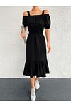 Kleid - Schwarz - Smock-Kleid