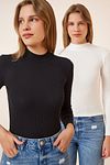 Bluse - Schwarz - Figurbetont