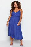 Plus Size Dress - Blue - A-line