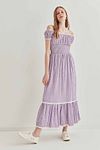 Kleid - Lila - Gerüschter Saum
