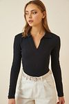 Bluse - Schwarz - Figurbetont