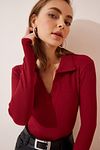 Bluse - Bordeaux - Figurbetont