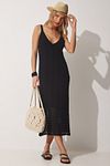 Women's Black Strappy Openwork Summer Knitwear Dress NF00044