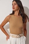 Bluse - Beige - Figurbetont