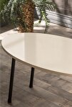 Metal Ayak Oval Orta Sehpa Krem