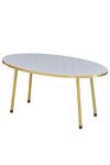 Gold Oval Sehpa Seti Beyaz 4'lü