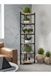 6 Raflı Kitaplık ve Saksılık Krem 160 cm