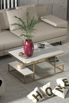 Delux Orta Sehpa Gold Beyaz 90x60 cm