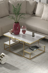 Delux Orta Sehpa Gold Beyaz 90x60 cm
