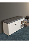 Puflu Ayakkabılık Bench Beyaz 90 cm