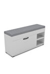 Puflu Ayakkabılık Bench Beyaz 90 cm