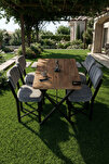 Mutfak Masası 4 Sandalyeli Set 110x70 cm Modern Masa Takımı Cafe Balkon Ofis Masa Elma 9884 Gri