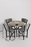Elma Masa Seti Ekru Gri 90 cm