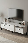 Mistral TV Sehpası Metalik Beyaz 160x40 cm