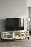 Mistral TV Sehpası Metalik Beyaz 160x40 cm