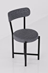 Sandalye 1 Adet Keten Kumaş Metal Ayak Modern Mutfak Sandalyesi Cafe Balkon Ofis Teddy 9816 Gri