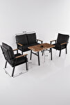 Metal Bahçe Oturma Grubu Minderli Gri 4'lü Set