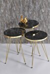 Zigon Sehpa Ve Orta Sehpa Kr Set Gold Bendir Tel