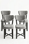Sandalye 4 Adet Baby Face Kumaş Metal Ayak Modern Mutfak Sandalyesi Cafe Balkon Ofis Elma