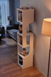 Kitaplık Ahşap Dekoratif Raf 5 Katlı Modern Çok Amaçlı Kitaplık Salon Ofis Kitaplığı 7067 Beyaz