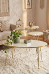 Zigon Sehpa Ve Orta Sehpa Elips Set Gold Krem Tel