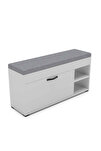 Puflu Ayakkabılık Bench Beyaz 90 cm