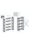 İlkal 5 Raflı Metal Kitaplık Ceviz 180 cm