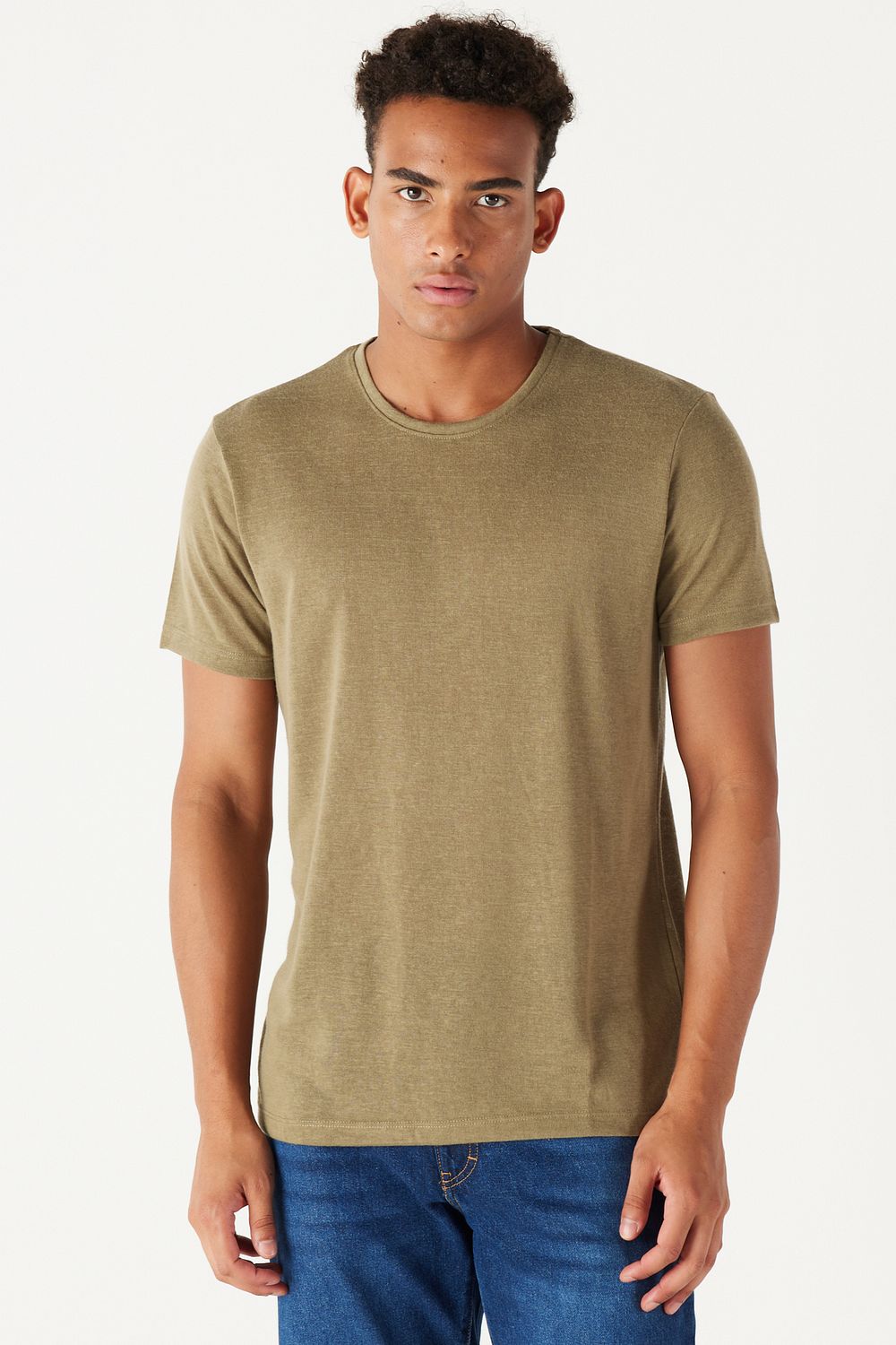 Mens khaki slim fit shirt top