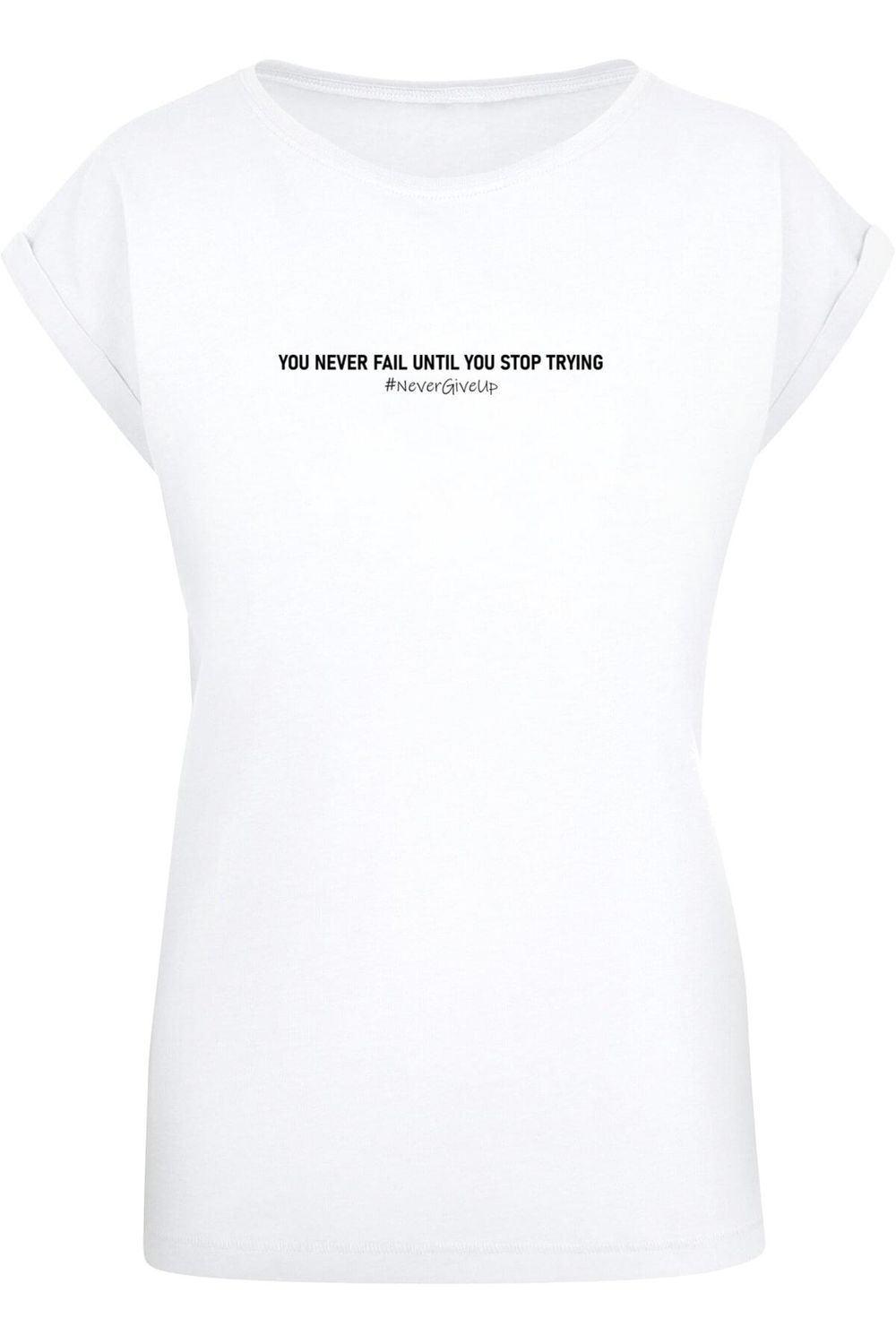 Schulterpartie Never Up Trendyol Damen mit Give verlängerter T-Shirt Merchcode Ladies -