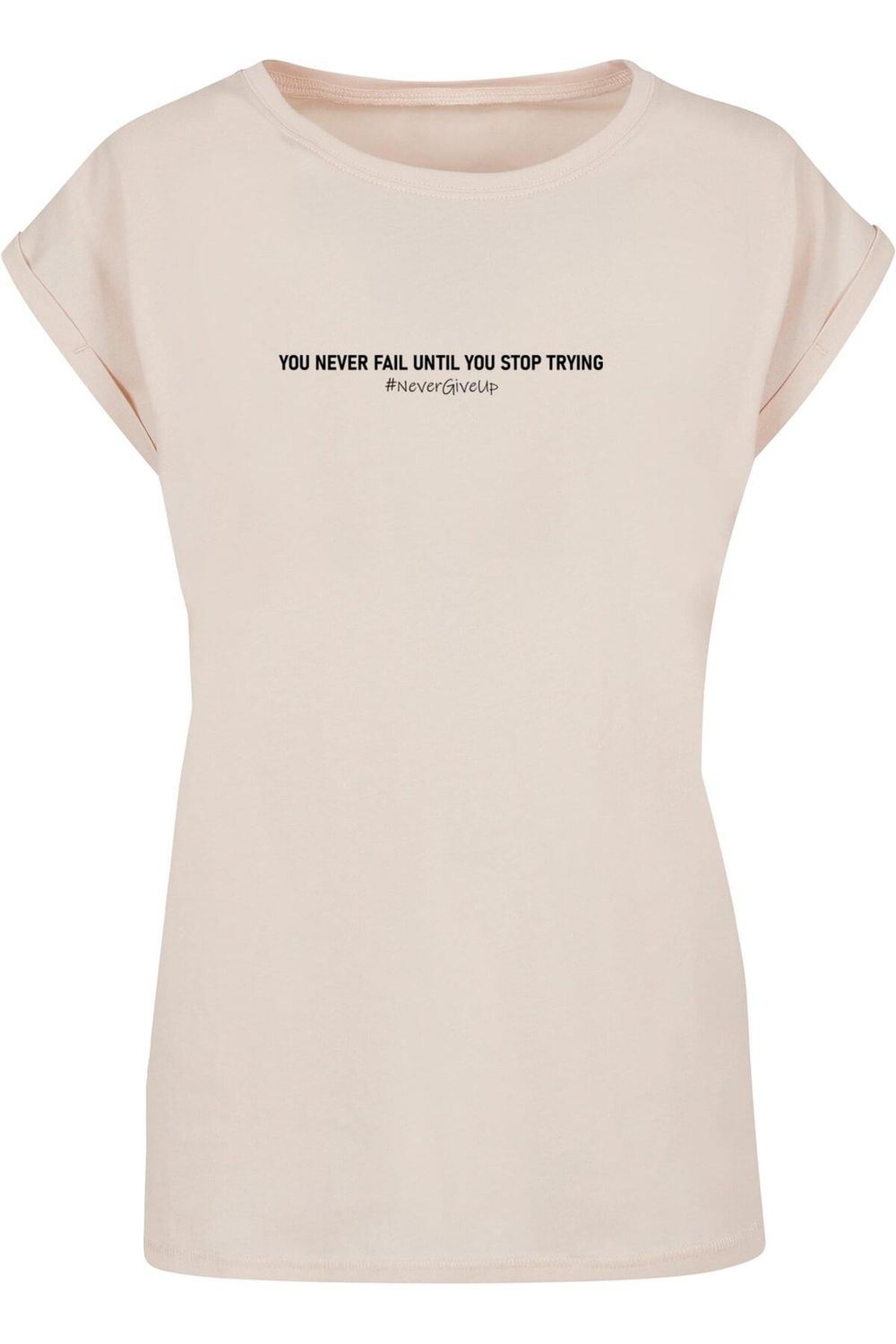 Merchcode Damen Ladies Never Give T-Shirt Schulterpartie mit verlängerter Trendyol - Up