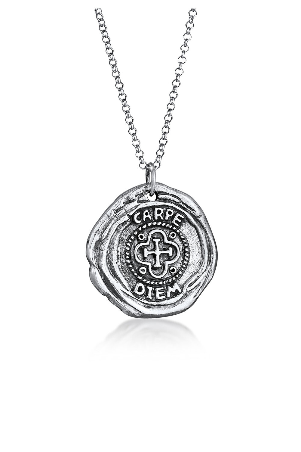 Halskette 925 KUZZOI Herren Rund Silber - Trendyol Antike Kreuz Münze Coin