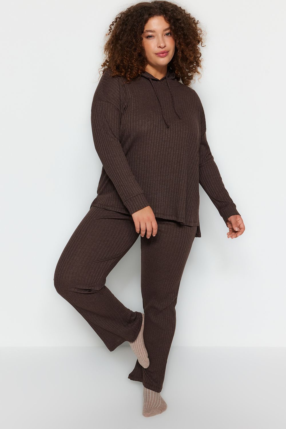 Trendyol Plus Size Khaki Knitted Fleece Leggings 2024