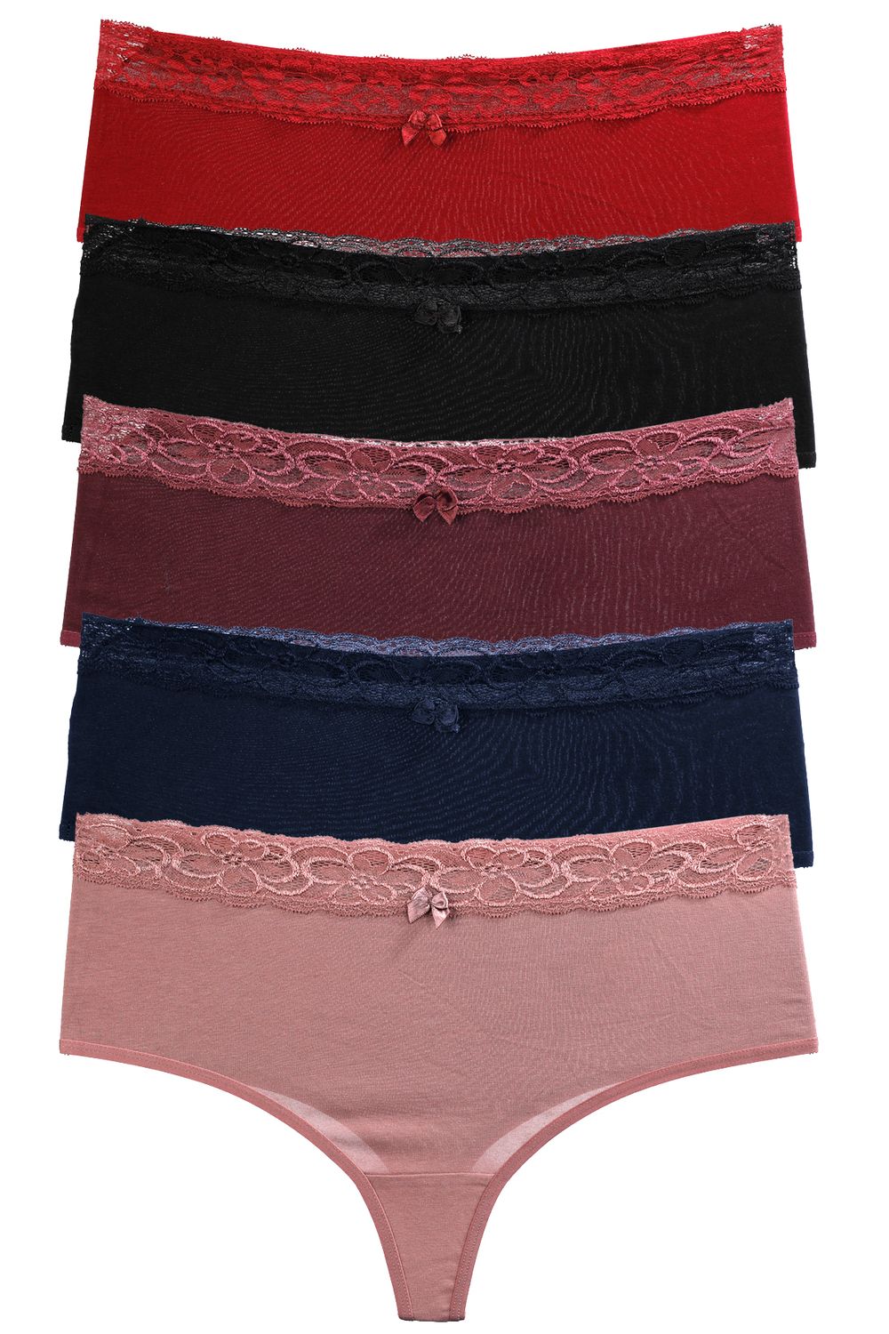 Nicoletta Women's Panties Large Size 5 Pack Lycra Claret Red - Trendyol