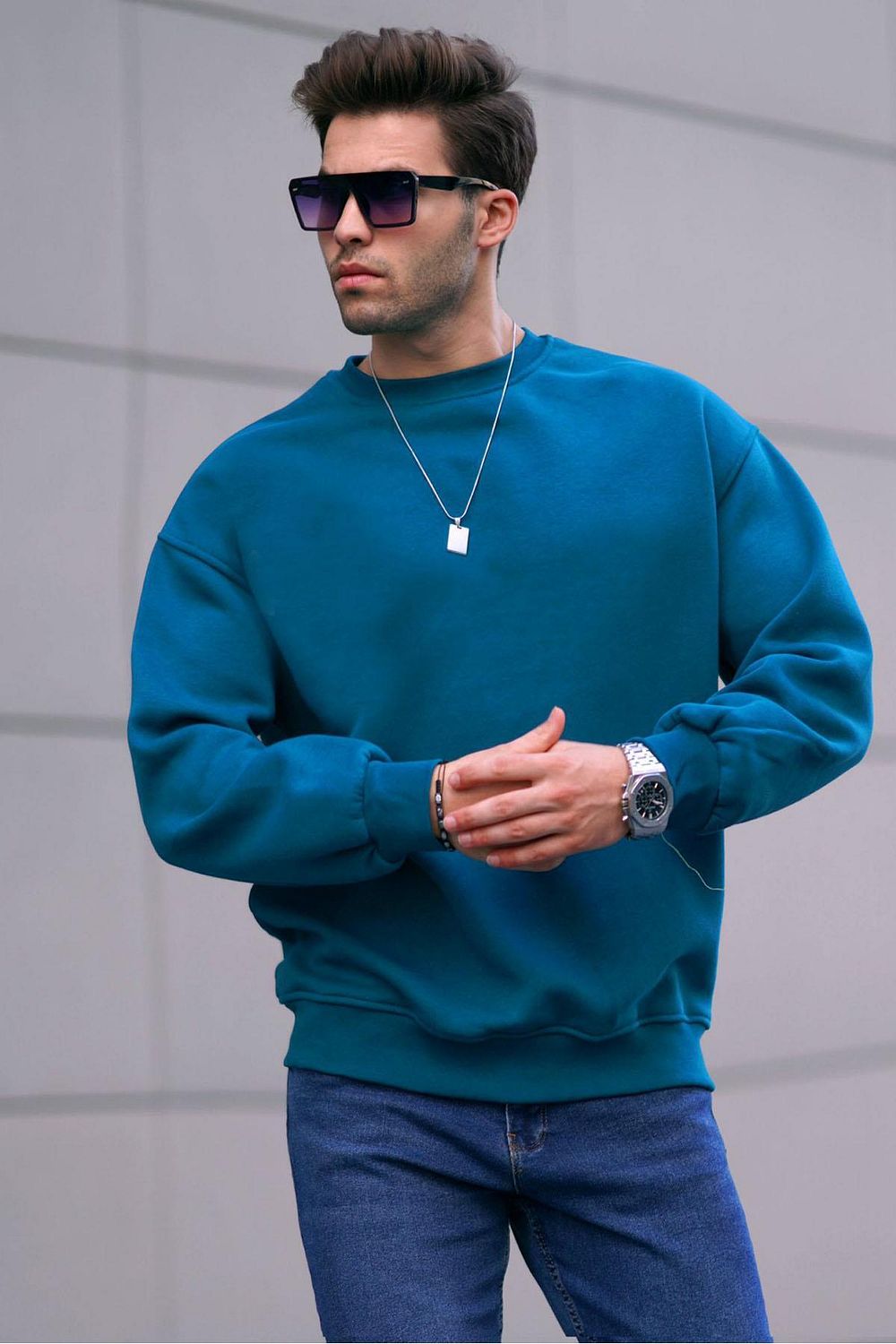 Mens pale blue sweatshirt top