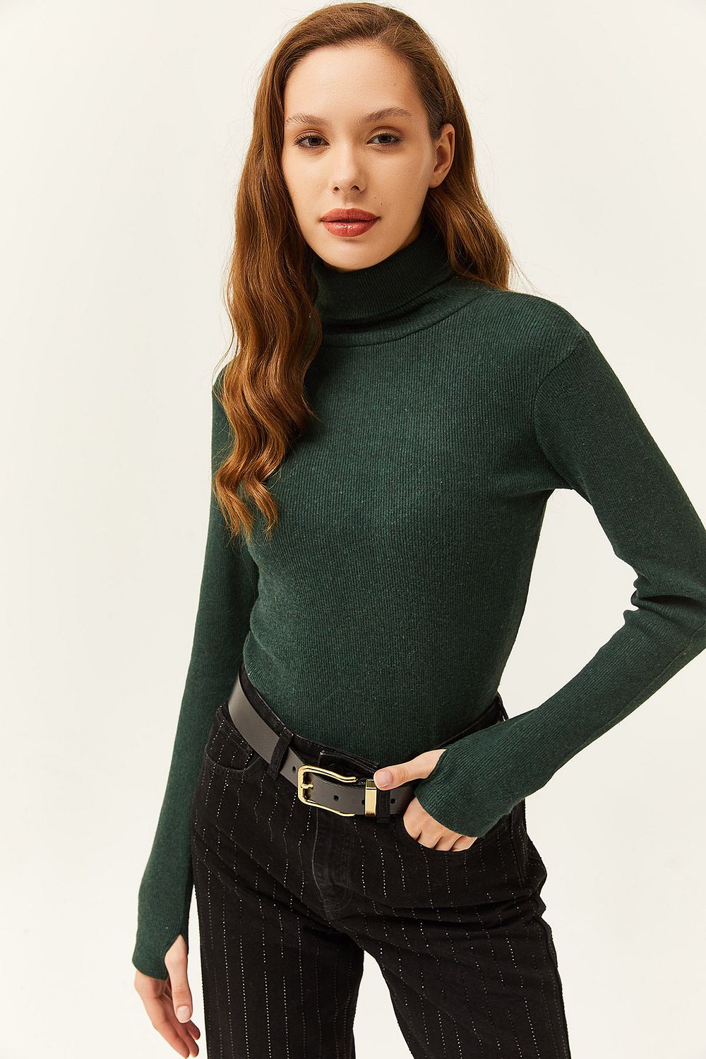 Dark green turtleneck online womens