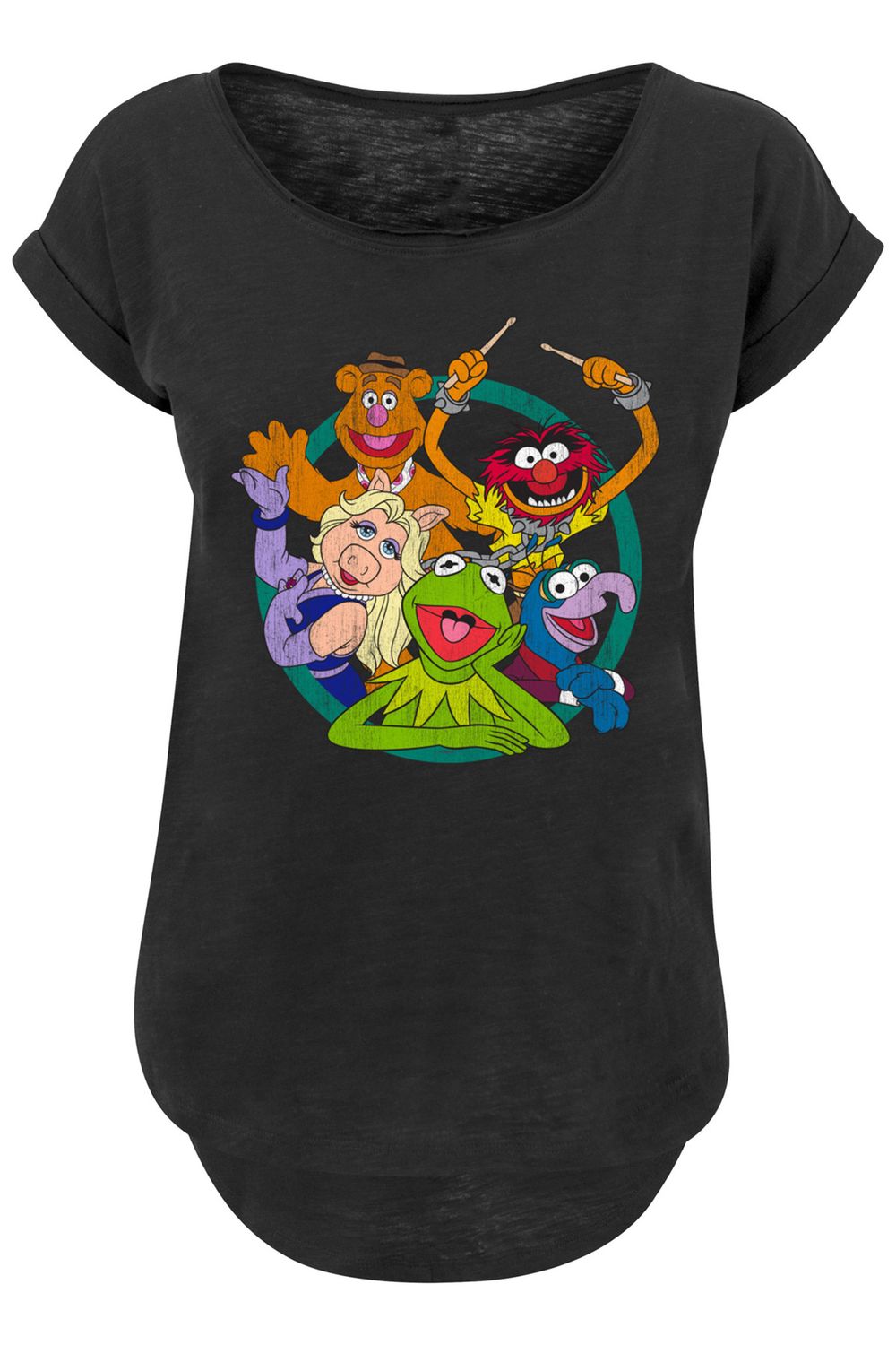 F4NT4STIC Damen Disney The Muppets Group Circle mit Ladies Long Slub Tee -  Trendyol
