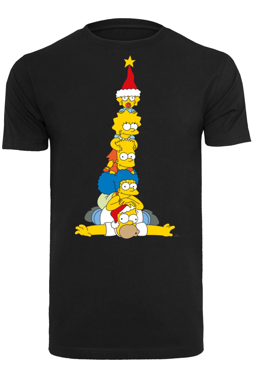 F4NT4STIC Herren The Simpsons Family Christmas Tree -GRY und Simpsons mit T- Shirt Rundhalsausschnitt - Trendyol
