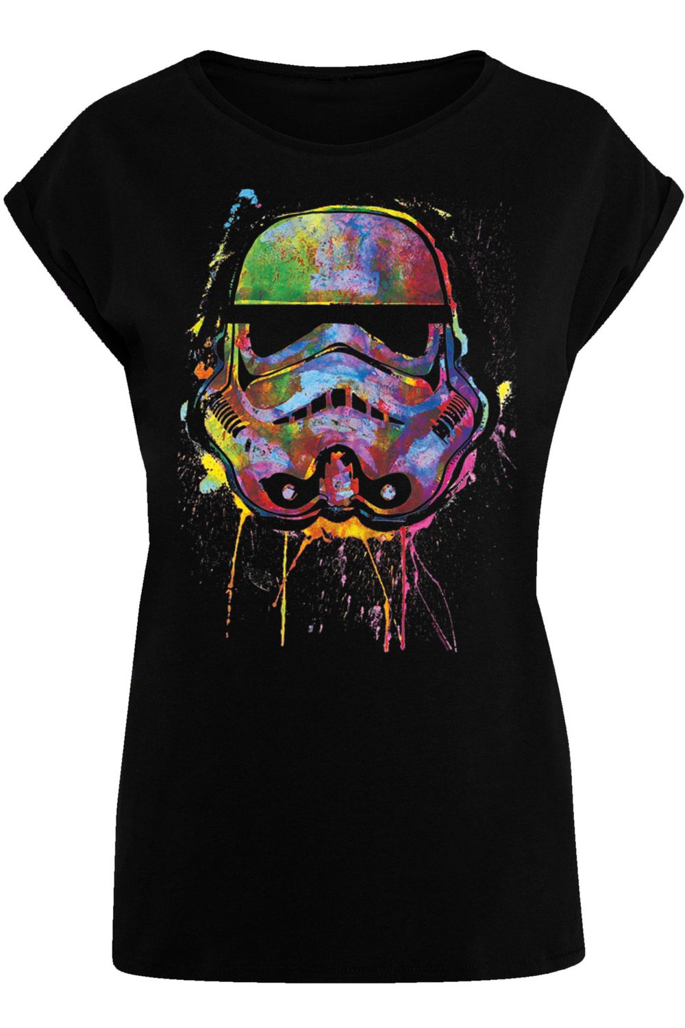 Splats Damen-T-Shirt mit Schulter F4NT4STIC Trendyol Damen - verlängerter Paint Stormtrooper mit