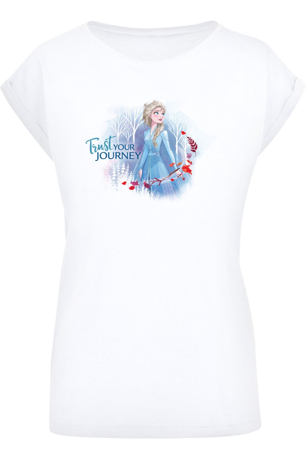 F4NT4STIC Damen Disney Frozen 2 - Your Journey-WHT Trust Trendyol Ladies Tee Shoulder Extended mit